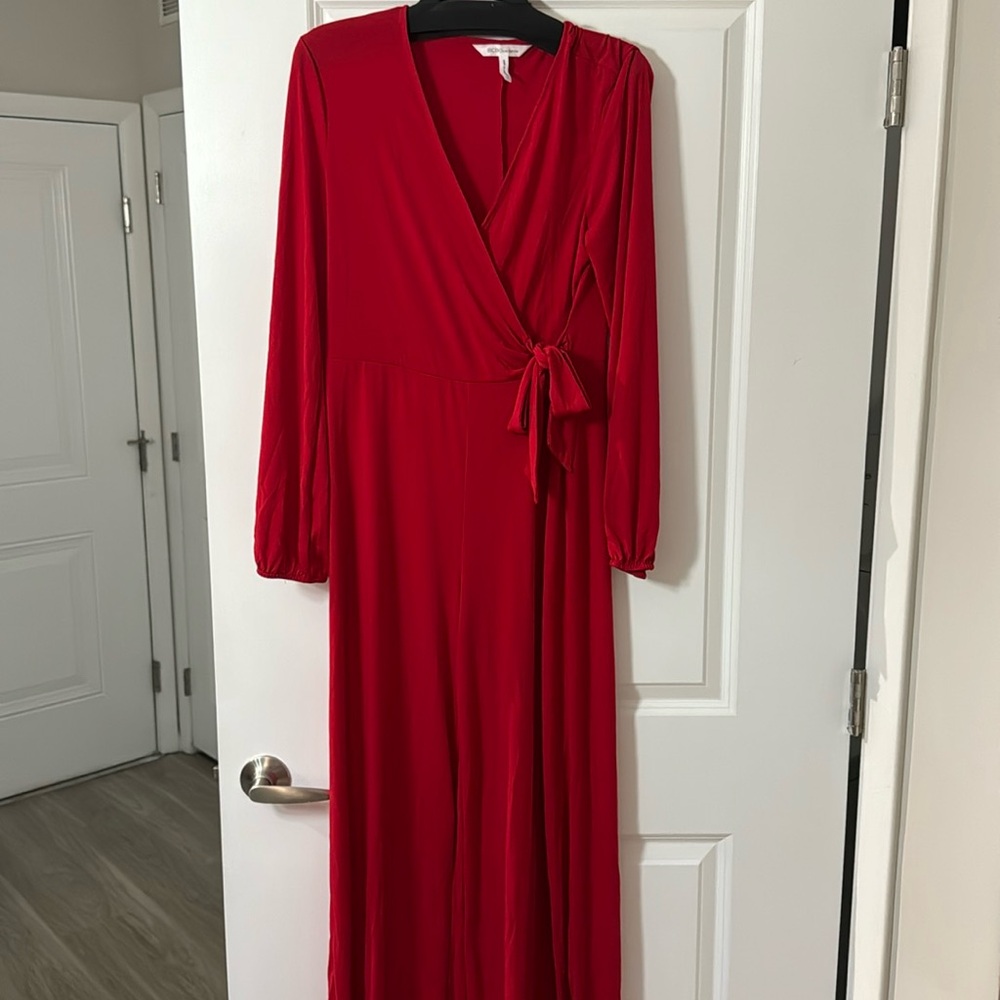 Red formal jump suit